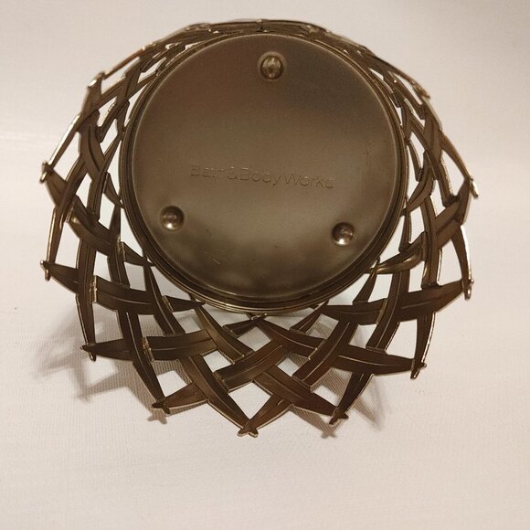 Bath and Body Works Gold Three Wick Candle Holder Gold with Faux Pear In… - Picture 2 of 9